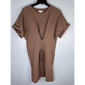 BP. brand lace-up t-shirt dress brown short XL feminine bustier corset